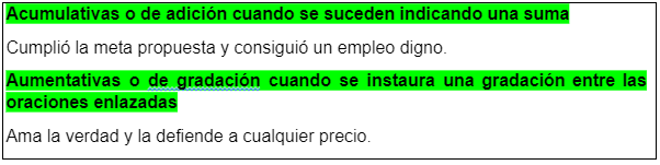 ¿Cómo se clasifican las oraciones coordinadas copulativas?